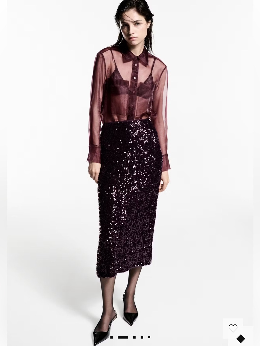 NWT Mango Sequined Midi Skirt Size M